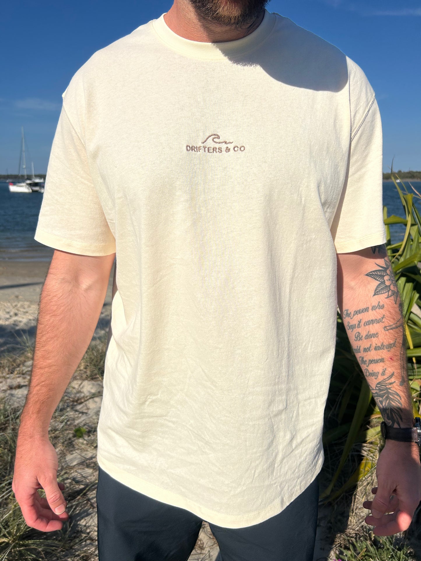 Drifters & Co Organic Hemp Tee — Sand